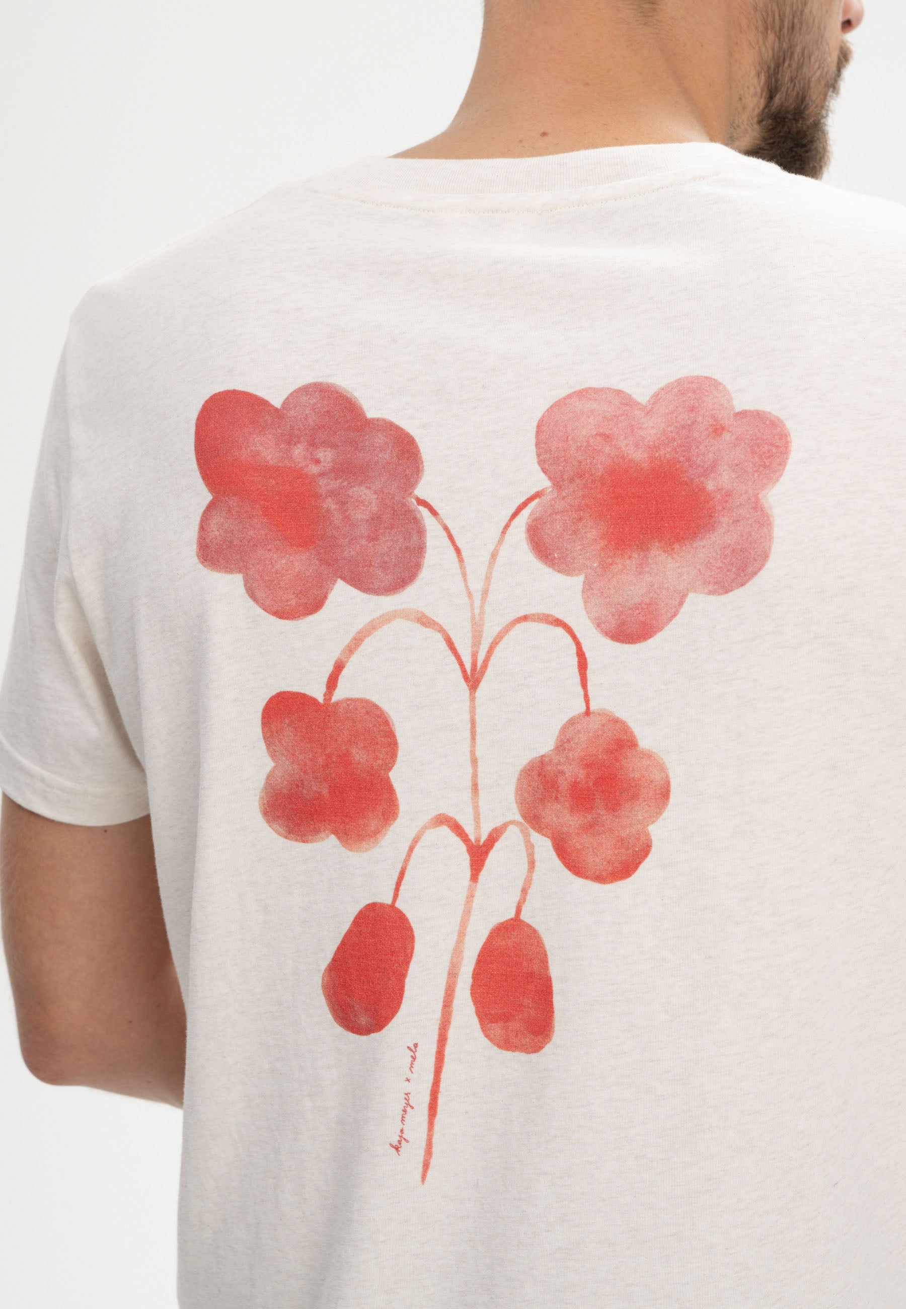 #Farbe_cream melange / botanical print rot